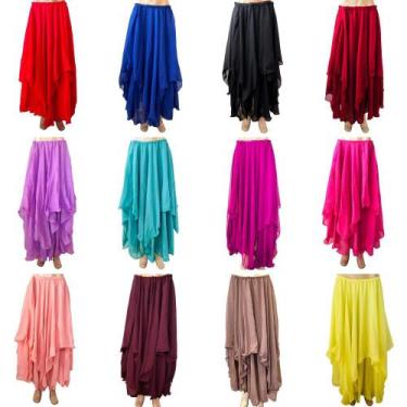 Imagem de Encomenda 30 Dias Saia Longa Godê e Bico Dança do Ventre Nylon na Barr