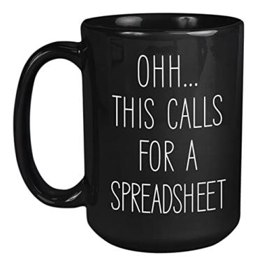 Imagem de Caneca Excel - Presentes de contador This Calls for A Spreadsheet 425 g Canecas engraçadas para colegas de trabalho, preta