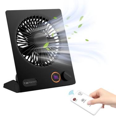 Imagem de VEMONT Ventilador de Mesa Pequeno USB, Recarregável 5000 mAh, Dobrável 180°, Controle Remoto, 19 Velocidades, Preto
