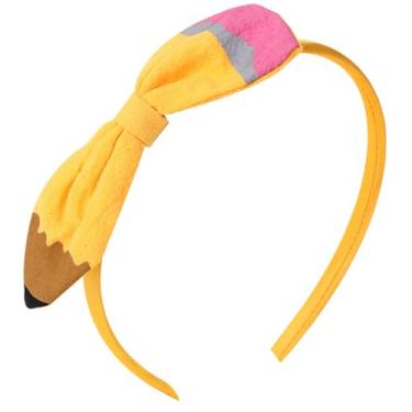 Imagem de HIFANMM Faixa de cabeça de volta às aulas, lápis amarelo, acessórios de cabelo fofos para meninas, faixas de cabelo para alunos, professores, roupas antiderrapantes, material escolar para o primeiro