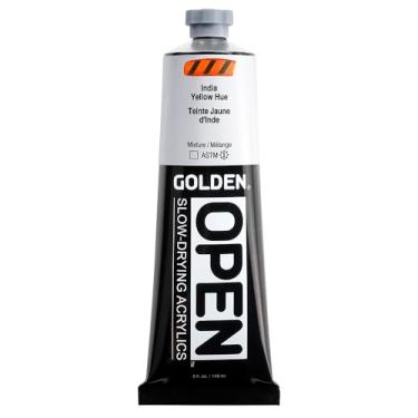 Imagem de Acrílicos de secagem lenta da GOLDEN, cor amarela indiana, tubo de 150 ml, tinta acrílica profissional, transparente