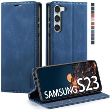 Imagem de Capa para Samsung Galaxy S23 5G, capa carteira para Samsung Galaxy S23 5G com [bloqueio RFID] suporte para cartão magnético, capa carteira flip de couro para Samsung Galaxy S23 5G 6,1 polegadas (azul)