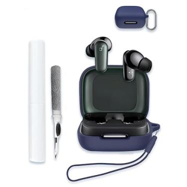 Imagem de Capa para fones de ouvido Soundcore by Anker P30i, capa rígida portátil resistente a arranhões e choque com kit de limpeza, mosquetão e cordão, azul