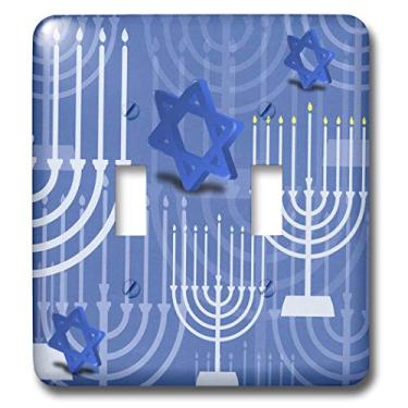 Imagem de 3dRose lsp_37297_2 Páscoa com interruptor duplo azul Menorahs e estrelas
