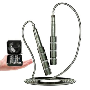 Imagem de MOGOLD Corda de salto rápido para crossfit e boxe – Corda de pular de comprimento ajustável com cabo de PVC durável para homens e mulheres – Treino em casa e academia