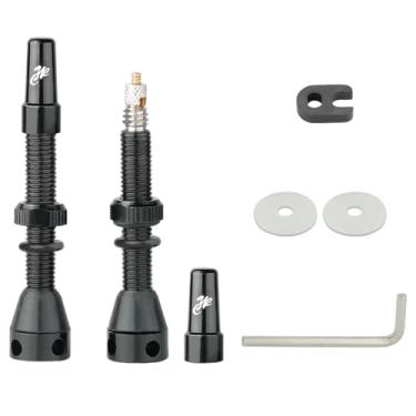 Imagem de Kigauru 8 peças de haste de válvula Presta de bicicleta 44 mm / 1,74 polegadas kit de liga portátil para aro de bicicleta de montanha ferramenta de reparo de válvula sem câmara com ferramenta de