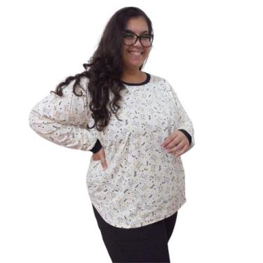 Imagem de Pijama Plus Size Feminino Manga Longa Estampas Variadas - Turbulencia 
