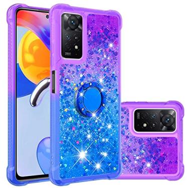Imagem de Monwutong Capa de telefone para Xiaomi Redmi Note 11 Pro 5G/4G, brilhante brilhante efeito areia movediça TPU capa de proteção com quatro cantos para Redmi Note 11 Pro 5G/4G, azul roxo
