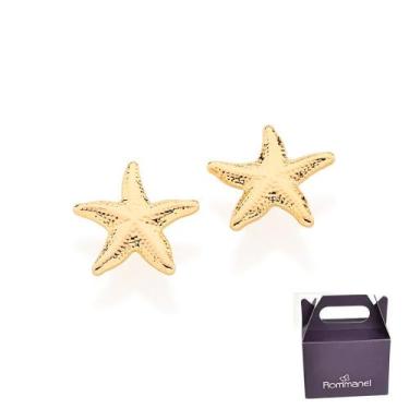 Imagem de Brinco Rommanel Formato Estrela Mar Banhado Ouro 525088, Dourado