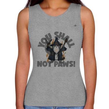 Imagem de Regata Feminina You shall not paws - Foca na Moda, Cinza, G