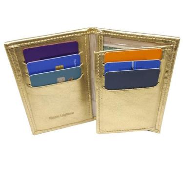 Imagem de Carteira Feminina Porta Cartão Documento Couro Legitimo cabe RG CNH - 