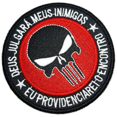 Imagem de Caveira Deus Julgará Patch Bordado Termo Adesivo Para Camisa - BR44