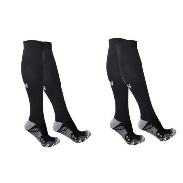 Imagem de Meia Compressão Ciclismo Bike Corrida Triathlon WOD Esportiva Kit 2 Pa