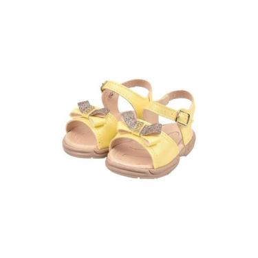 Imagem de Sandália Ortopédica Papete Infantil Menina Laço Metalizado Amarelo - R