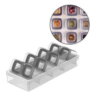 Imagem de Porta Temperos Pote Hermético Organizador Condimentos 9Pçs - OU
