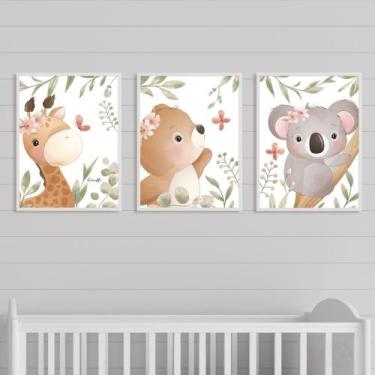 Imagem de Kit 3 Quadros Decorativos Personalizados Infantil Menino  Menina Bebê 