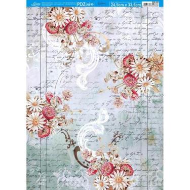Imagem de Papel Decoupage Elôi Fachado Litoarte PDZinho-022 Flores com Arabescos
