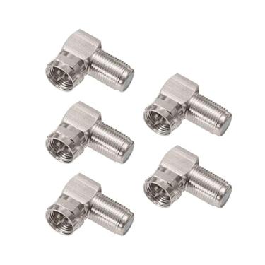 Imagem de Bingfu F Tipo macho para fêmea ângulo direito RG6 cabo coaxial adaptador conector (5 unidades) para TV TV antena CATV digital áudio vedio cabo de extensão coaxial