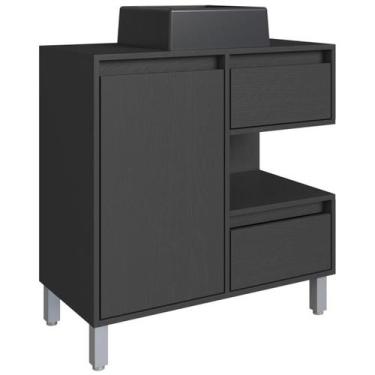 Imagem de Gabinete Suspenso 80 cm Cuba Preta BL2001 Grafite FAEM - Milani Store,