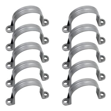 Imagem de PDETVEO 10 peças de tiras de tubo de PVC de 5 cm, braçadeiras de tubo de plástico, suportes de suporte de tubo de 2 furos para água, conduíte elétrico, cabo, mangueira