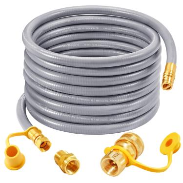 Imagem de GasSaf Mangueira de gás natural ID de 1,27 m com encaixe de conexão rápida, kit de conversão de gás natural para churrasqueira a gás, gerador, aquecedor de pátio e mais - Certificado CSA