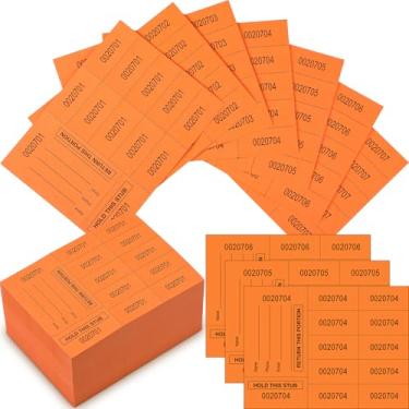 Imagem de Kosiz 300 folhas de sorteio de bilhetes para sorteio contém este stub bilhetes de leilão chinês cesta bilhetes de sorteio para eventos silenciosos Prêmio escolar sala de aula (laranja, 10 lances)