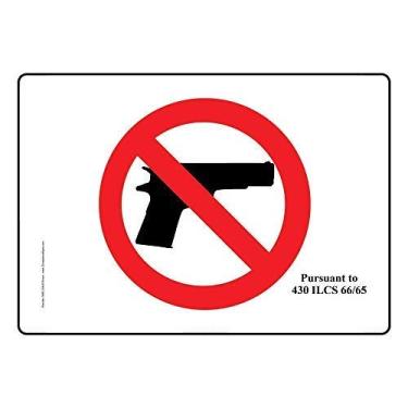 Imagem de ComplianceSigns. com Illinois No Firearms Pursuant To 430 Ilcs 66/65 Decalque gráfico de etiqueta de segurança, vinil de 15 x 10 cm para álcool/drogas/armas