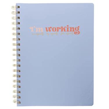 Imagem de Graphique Diário espiral de couro vegano – Design Working on Myself – 192 páginas pautadas – perfeito para tomar notas, listas e mais (20 x 25 cm)