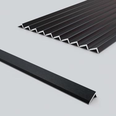 Imagem de CRYSFLOA 10 Peças de Acabamento de Ladrilho de Alumínio Autoadesivo para Revestimento de Azulejos, Guarnição de Metal para Backsplash de Cozinha de 12", Revestimento de Ladrilhos B(12 Polegadas Preto)