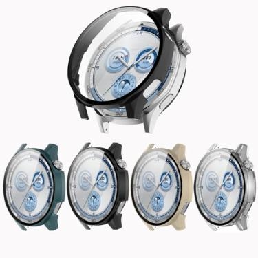 Imagem de Qaerre [Pacote com 4 capas protetoras de tela compatível com relógio inteligente HUAWEI GT5 de 46 mm, capa ultrafina resistente a arranhões com vidro temperado para mulheres e homens