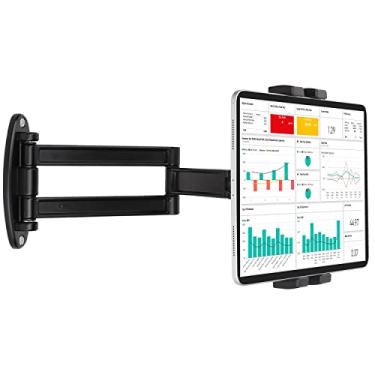 Imagem de Suporte de parede dobrável para iPad, suporte de parede extensível de alumínio para tablets de 7 a 12,9 polegadas iPad/Nexus/LG G Pads/e-Reader/Switch, braço articulado com extensão ajustável