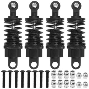 Imagem de Pacote com 4 amortecedores ShareGoo 52 mm montados compatíveis com Tamiya 1/10 TT-01 TT-02 TA05 TL-01 TA03 MF-01X RC peças de atualização de chassi de carro (preto)