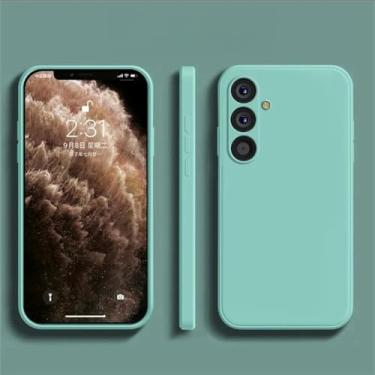 Imagem de Capa de silicone líquido para Galaxy S24 23 23 22 21 para Samsung Galaxy S24 Plus S23 Ultra S22 S20 FE A54 53, azul ciano, para Galaxy S23 Ultra