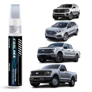 Imagem de COSLAKE Tinta de retoque de carro (icônica prata metálica (JS)) para Ford, kit de reparo de arranhões de pintura de carro, solução rápida e fácil de reparar, caneta removedor de arranhões 2 em 1 com 2