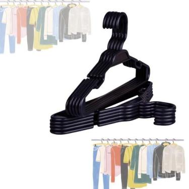 Imagem de Cabides De Plástico 5 Peças Adulto Preto - STORE BIROCHI