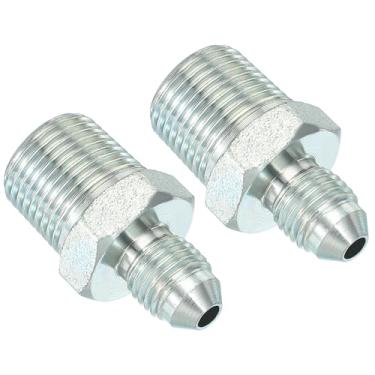 Imagem de PATIKIL Conector adaptador de tubo 7/40.6 cm macho 37 ° Flare JIC x 3/20.3 cm macho R encaixe de tubulação 2 peças conector hidráulico de encaixe de restrição de alimentação de óleo para sistema de