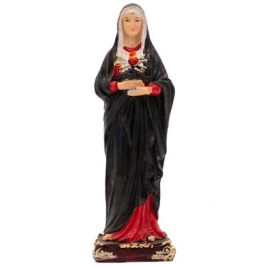 Imagem de Estátua de resina de Nossa Senhora das Sete Dores de 12,7 cm | Estátua de resina de Los Siete Dolores de María | Decoração de casa católica pequena | Grande presente religioso | Devoção a Maria