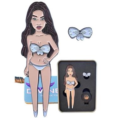 Imagem de Divine Products llc Golf Divot Tool biquíni nude topless menina morena conjunto de presente novidade com marcador de bola magnética e clipe de chapéu