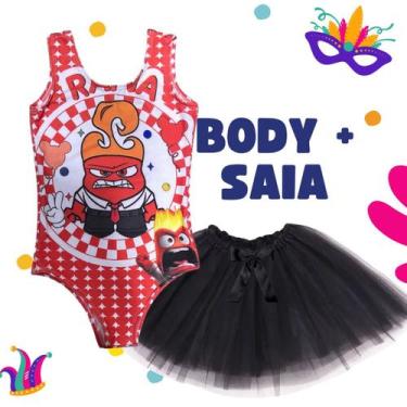 Imagem de Conjunto Infantil de Carnaval Body Raiva Divertida-mente Vermelho e Sa