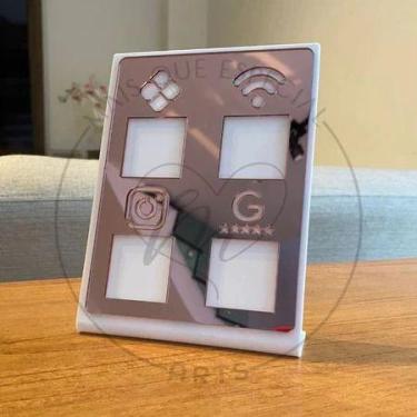 Imagem de Placa Pix Display Mesa Balcão PIX Wifi Instagram Google Negócios Quadr