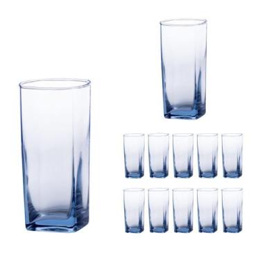 Imagem de Conjunto 12 Copos Vidro Azul Degrade Luxo 320 ml Casa Linda