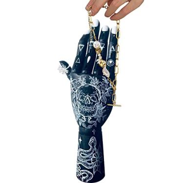 Imagem de WAYUTO Modelo de mão de madeira flexível, tatuador, desenho, manequim, boneco de mão de 30,5 cm, grafite pintado à mão, modelo para anel, suporte de exibição de joias, decoração de mesa de escritório