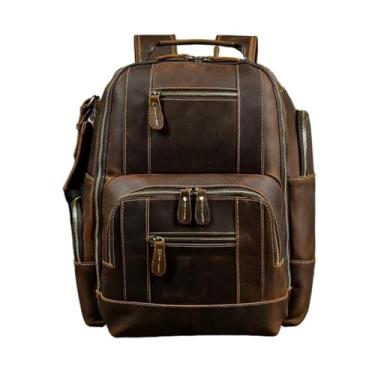 Imagem de Mochila de qualidade para homens mochila de couro retro luxo moda mochila de viagem para homens mochila de couro(A Dark Brown-01)