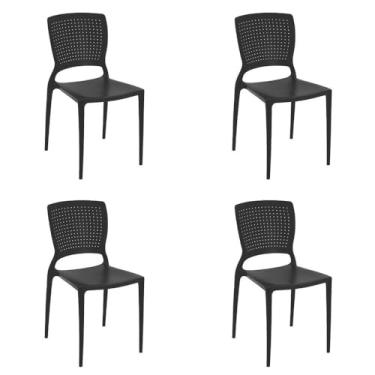 Imagem de 4 Cadeiras Cozinha Jantar Tramontina Safira em Polipropileno Preto