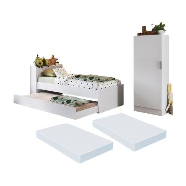 Imagem de Bicama com Colchões Inclusos Baú Embutido e Sapateira Multimóveis MP4363