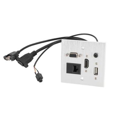 Imagem de Caixa de Saída Multimídia, Placa de Parede de Saída HDMI Com USB, HDMI, VGA, Sound de 3,5 Mm e Porta de Rede RJ45, Saída do Painel de Informações Multimídia, Soquete