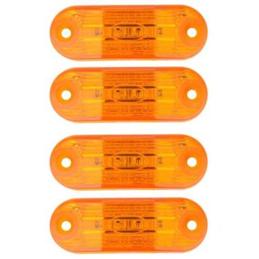 Imagem de 4 Lanterna LED Ônibus Caminhão Baú Trailer Van Barco Âmbar 12 Volts - 
