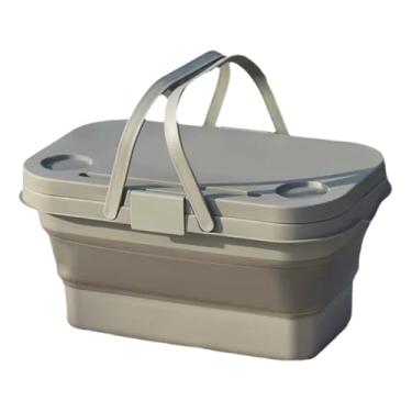Imagem de Cesta de Piquenique Cesto Expansível para Praia passeio Camping(Cinza)