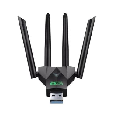 Imagem de Adaptador de rede sem fio de banda dupla 1300Mbps 2,4 GHz/5 GHz Dongle WiFi para laptop de mesa