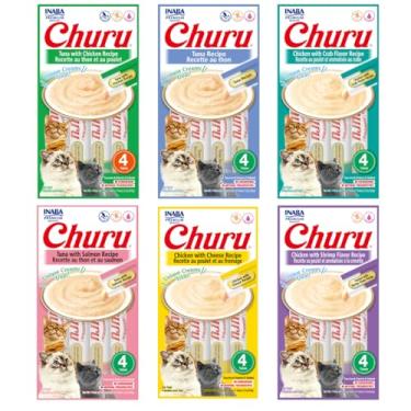 Imagem de kit Petisco Churu para gatos 6 sabores 4x14g - 6 pacotes